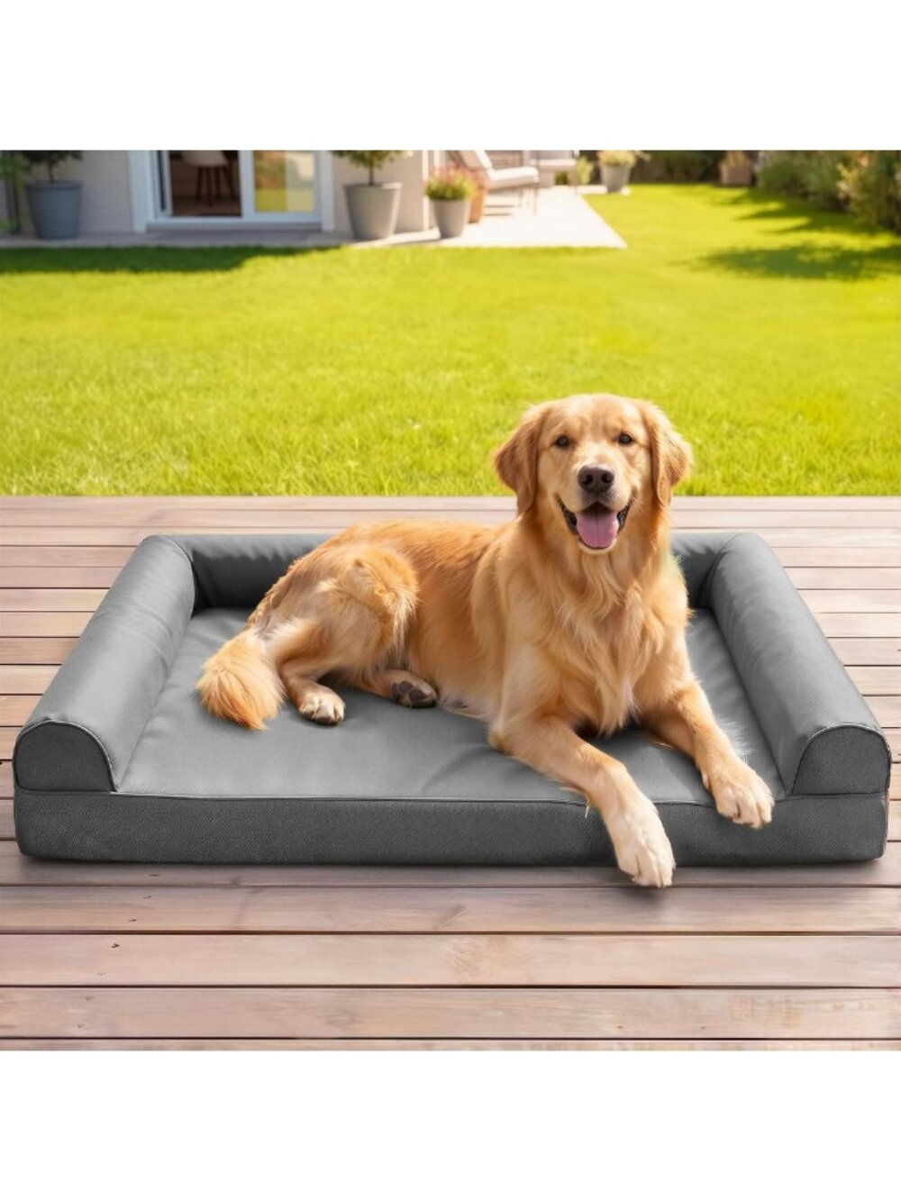 Extra Large Orthopedic Outdoor Dog Bed - Waterproof, Washable, Soft Sherpa Couch